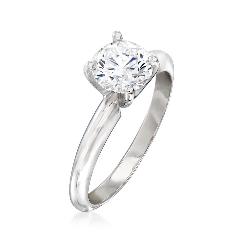 1.00 Carat Certified Diamond Solitaire Ring in 14kt White Gold. Size 6 image number 2