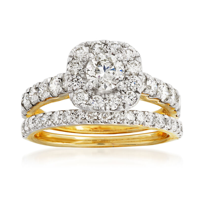 2.00 ct. t.w. Diamond Bridal Set: Engagement and Wedding Rings in 14kt Yellow Gold image number 0