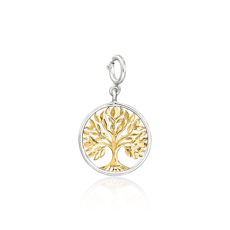 Sterling Silver and 18kt Gold Over Sterling Tree of Life Charm image number 1