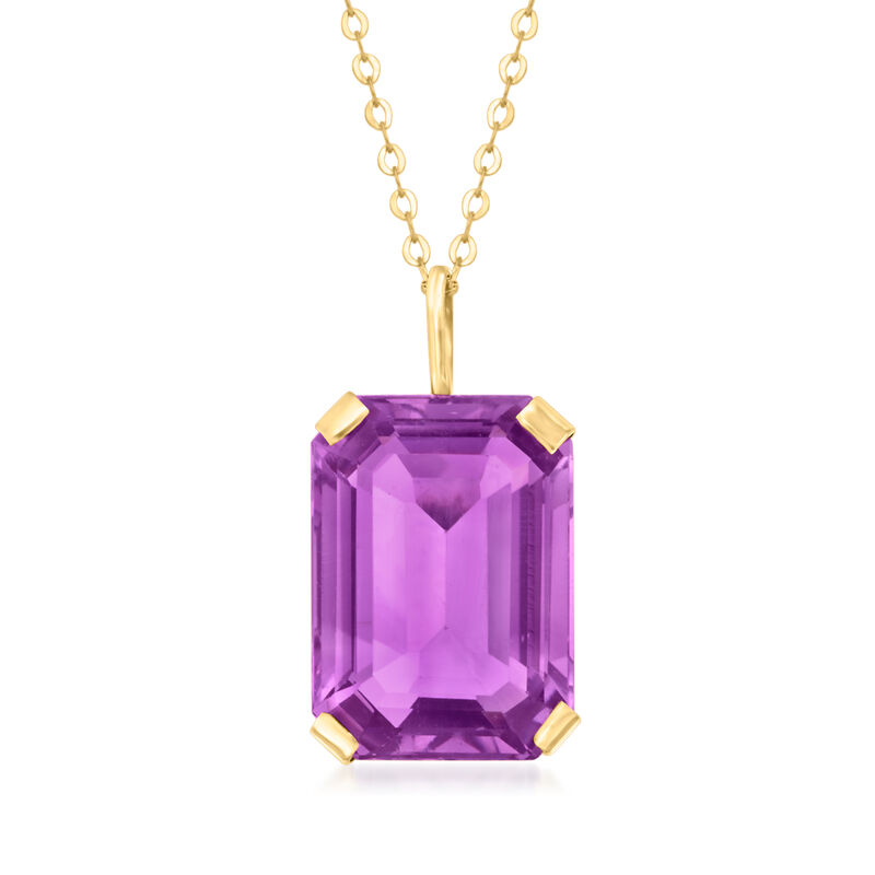 7.50 Carat Amethyst Pendant Necklace in 10kt Yellow Gold image number 0