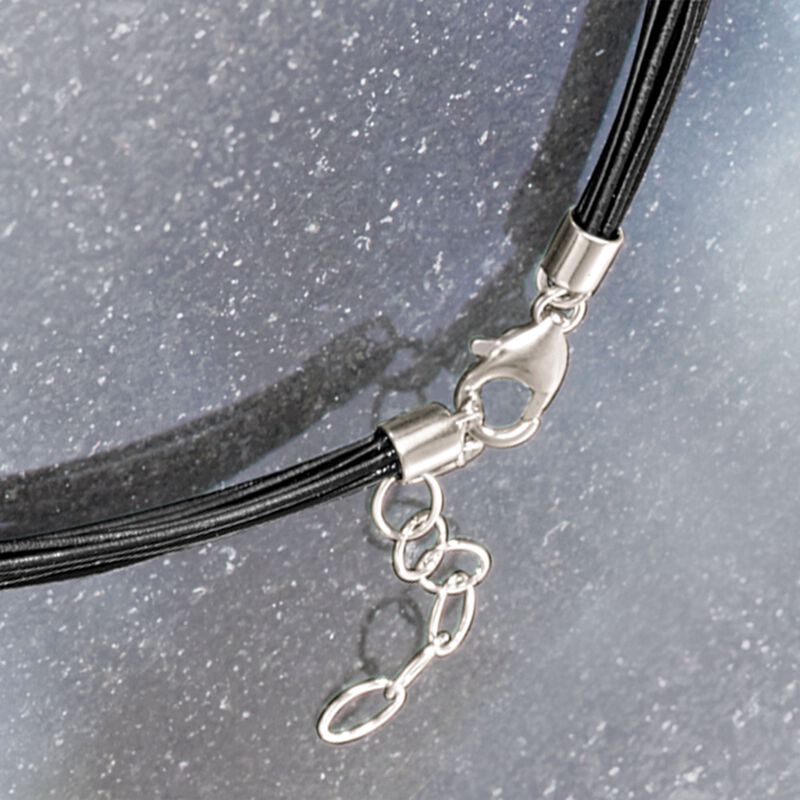 Sterling Silver Over Resin Starfish and Seashells Necklace with Black Leather. 18&quot; image number 5