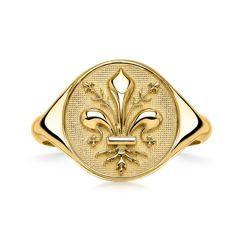 Italian 14kt Yellow Gold Fleur-De-Lis Signet Ring image number 0