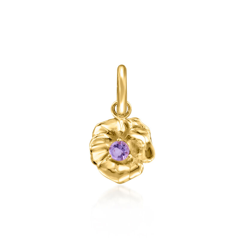 February/Amethyst - Birthstone Violet Charm in 14kt Yellow Gold  image number 0