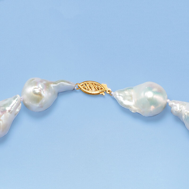 12-15mm Cultured Baroque Pearl Necklace with 14kt Yellow Gold image number 3