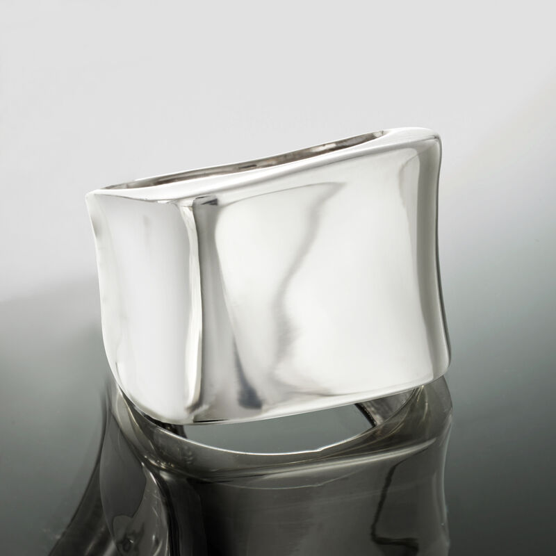Italian Sterling Silver Asymmetrical Square-Top Ring image number 4