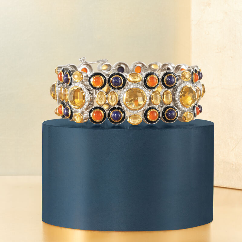 46.10 ct. t.w. Multi-Gemstone Bracelet with Enamel in Sterling Silver image number 2