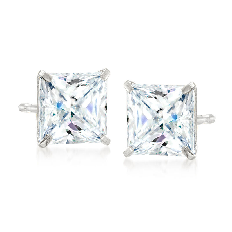 3.00 ct. t.w. Princess-Cut CZ Stud Earrings in 14kt White Gold image number 0