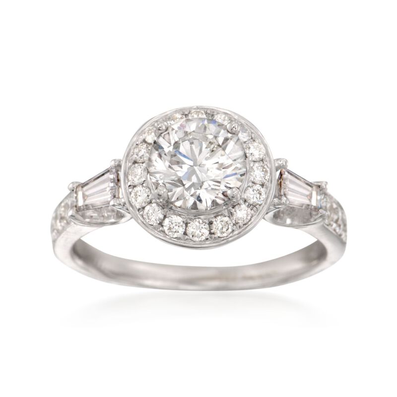 1.70 ct. t.w. Certified Diamond Halo Engagement Ring in 18kt White Gold image number 0