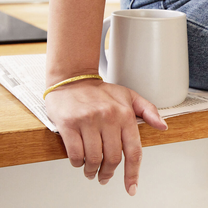 Italian 10kt Yellow Gold Brushed Bangle Bracelet image number 1