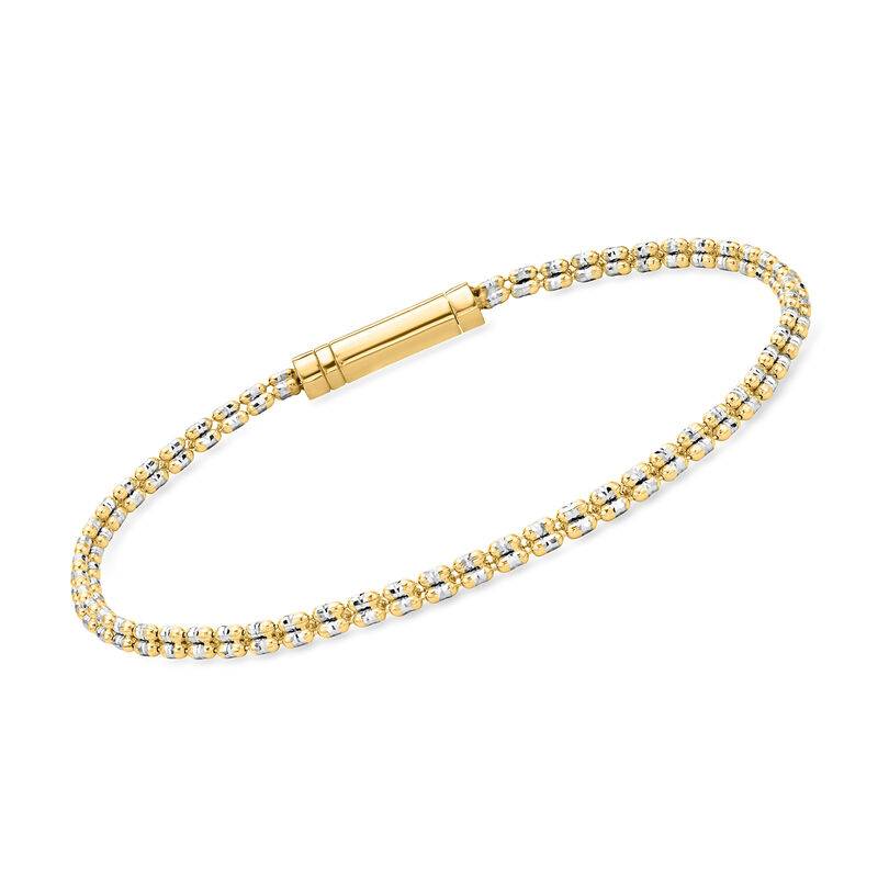 14kt Two-Tone Gold Ice-Chain Bracelet. 7&quot; image number 0