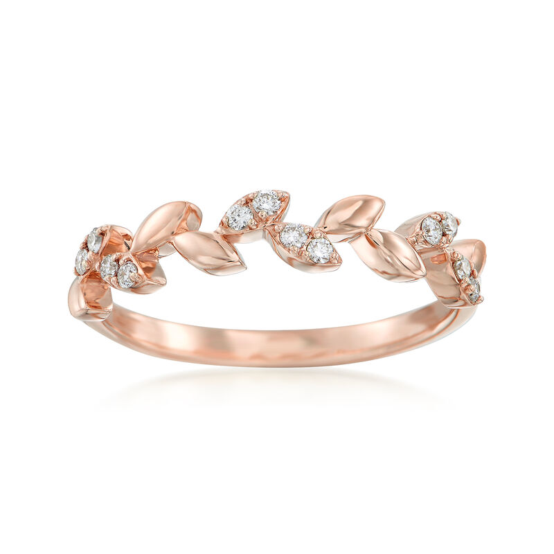 .12 ct. t.w. Diamond Leaf Ring in 14kt Rose Gold image number 0