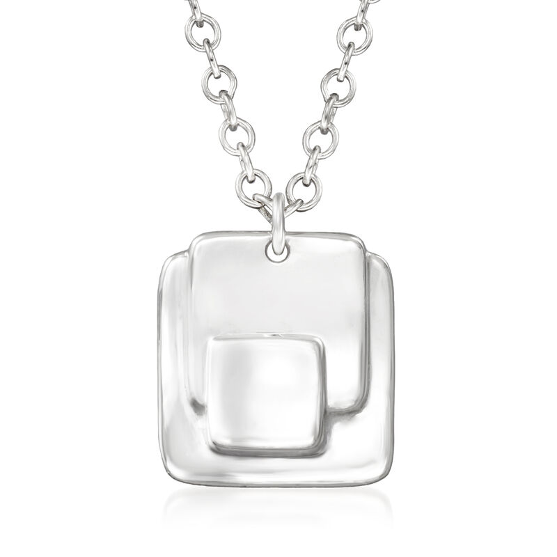 Zina Sterling Silver &quot;Contemporary&quot; Layered Square Pendant Necklace image number 0