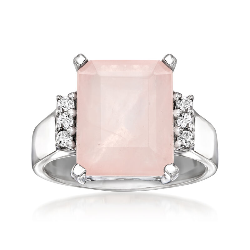 5.00 Carat Rose Quartz Ring with .10 ct. t.w. White Topaz in Sterling Silver image number 0