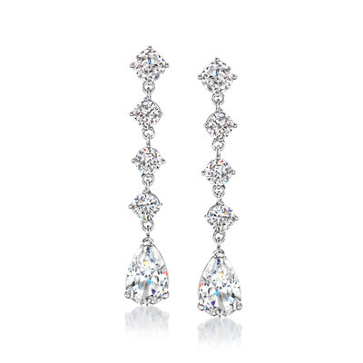Sterling Silver-Plated Drop Earrings with 8.40 ct. t.w. CZs