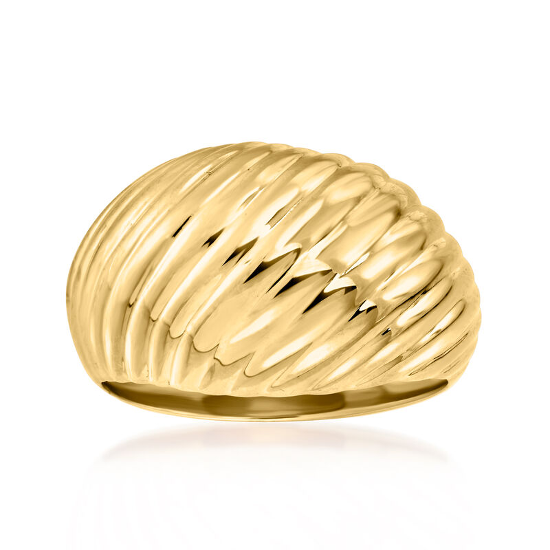 C. 1980 Vintage 14kt Yellow Gold Shrimp Ring. Size 7.5 image number 0