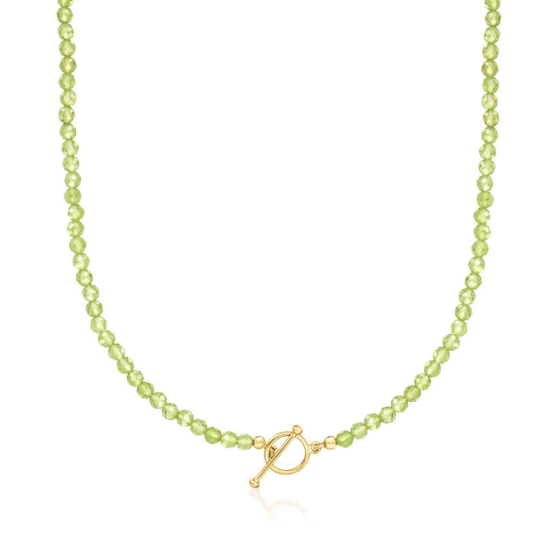 3.5-4mm Peridot Bead Charm-Compatible Toggle Necklace in 18kt Gold Over Sterling image number 0