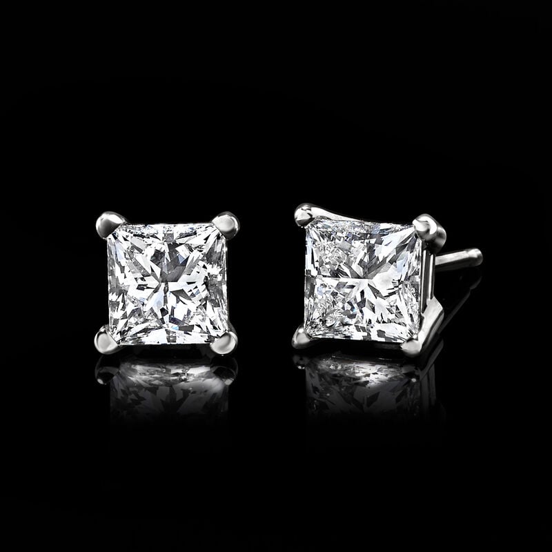 1.00 ct. t.w. Princess-Cut Lab-Grown Diamond Stud Earrings in 14kt White Gold  image number 2