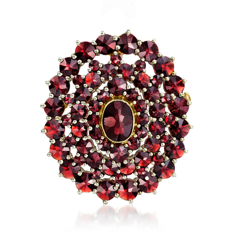 C. 1950 Vintage 9.70 ct. t.w. Garnet Cluster Pin/Pendant in 14kt Yellow Gold image number 3