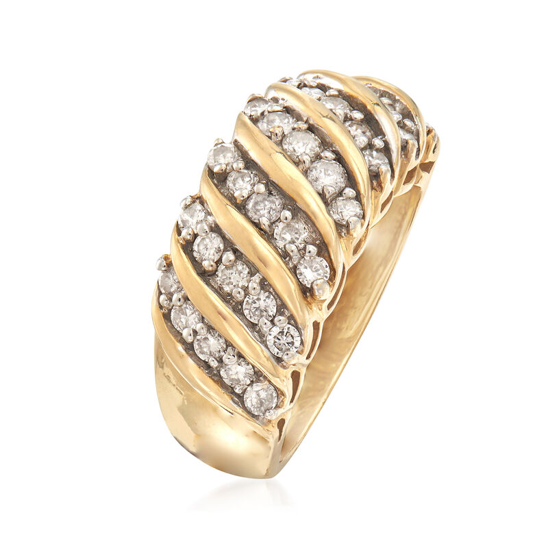 C. 1990 Vintage 1.10 ct. t.w. Diamond Multi-Row Ring in 10kt Yellow Gold image number 2
