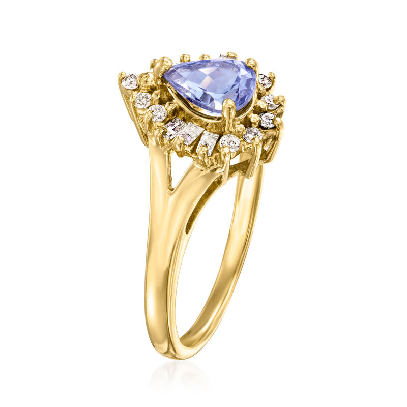 C. 1980 Vintage .70 Carat Tanzanite Ring with .25 ct. t.w. Diamonds in 14kt Yellow Gold. Size 7 image number 2