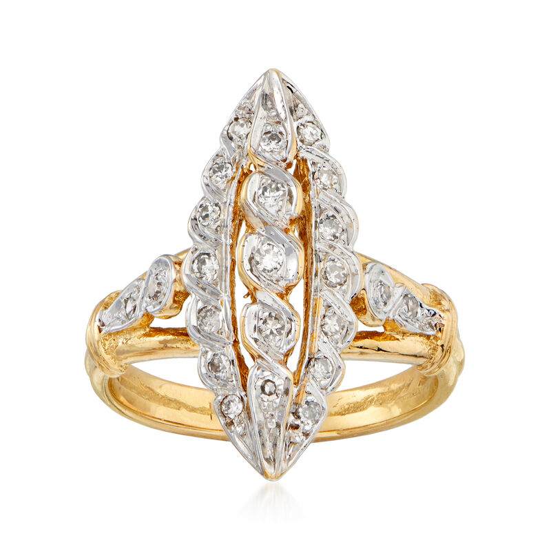 C. 1980 Vintage .30 ct. t.w. Diamond Navette Ring in 14kt Yellow Gold image number 0