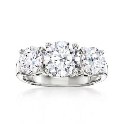 4.00 ct. t.w. Lab-Grown Diamond Three-Stone Ring in 14kt White Gold