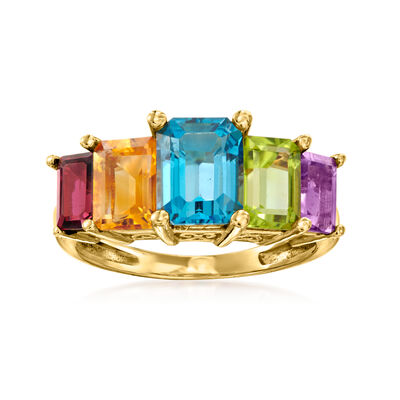 C. 1990 Vintage 6.30 ct. t.w. Multi-Gemstone Ring in 14kt Yellow Gold