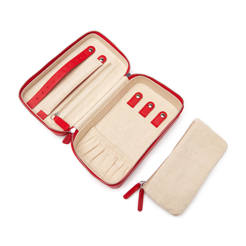 Brouk & Co. "Luna" Red Faux Leather Medium Travel Jewelry Case image number 2
