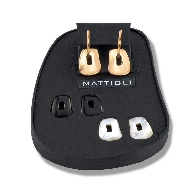 Mattioli &quot;Puzzle&quot; 18kt Yellow Gold Earrings with Three Interchangeable Drops: 18kt Gold and Multi-Stone. 7/8&quot; image number 2