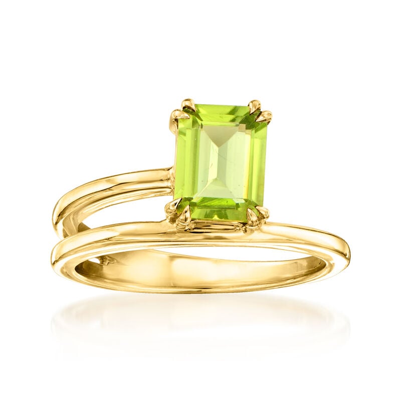 1.30 Carat Peridot Wrap Ring in 18kt Gold Over Sterling image number 0