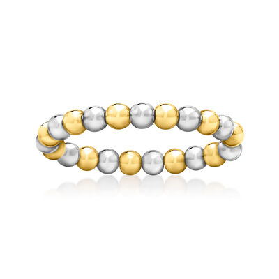 3mm Sterling Silver and 14kt Yellow Gold Bead Stretch Ring