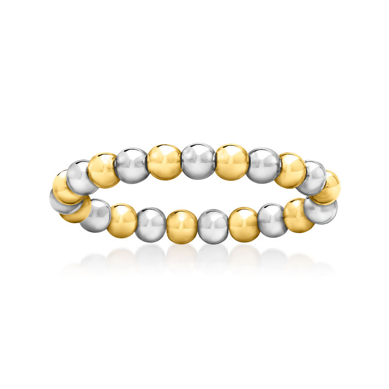 3mm Sterling Silver and 14kt Yellow Gold Bead Stretch Ring image number 0