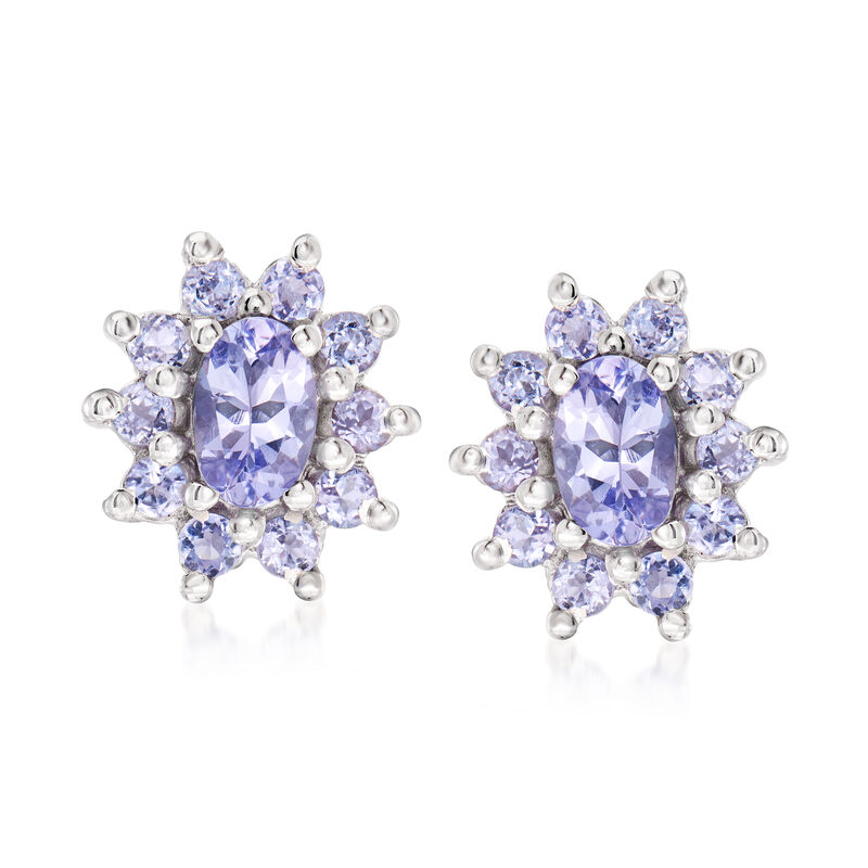 1.40 ct. t.w. Tanzanite Flower Earrings in Sterling Silver image number 0