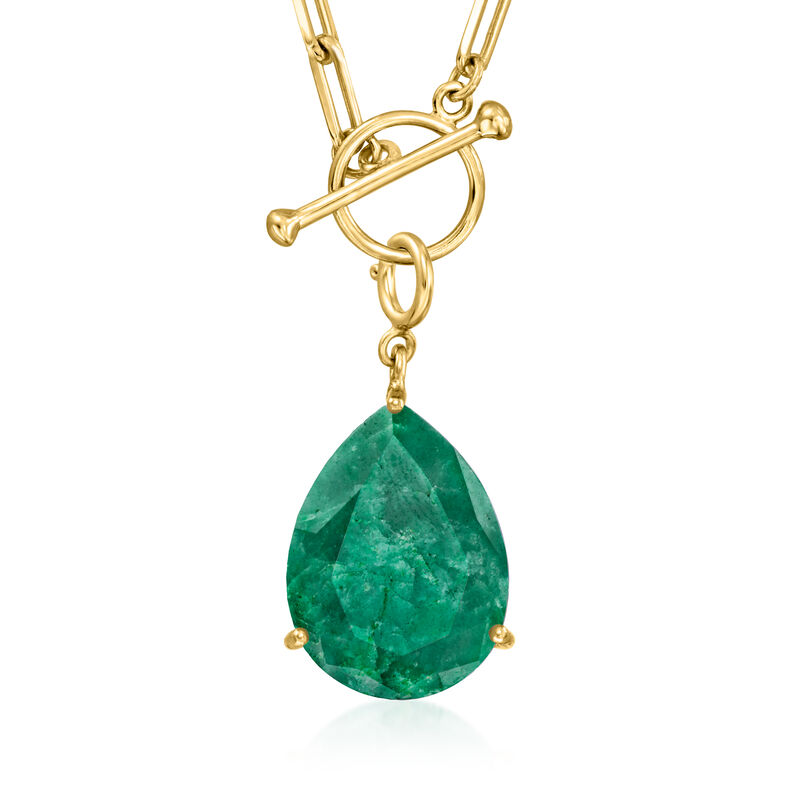 11.00 Carat Pear-Shaped Emerald Charm in 18kt Gold Over Sterling  image number 2