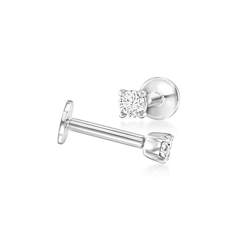 Round Lab-Grown Diamond Flat-Back Stud Earrings in 14kt White Gold image number 4