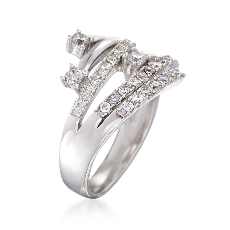 .55 ct. t.w. CZ Bypass Ring in Sterling Silver image number 2