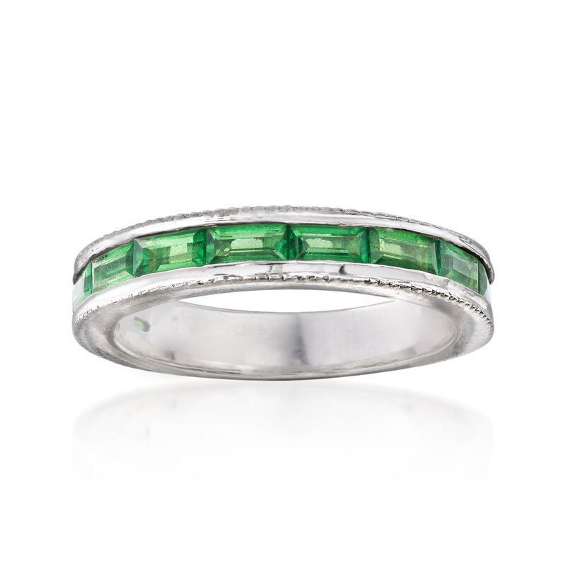 C. 1990 Vintage 2.20 ct. t.w. Green Garnet Ring in 14kt White Gold image number 0