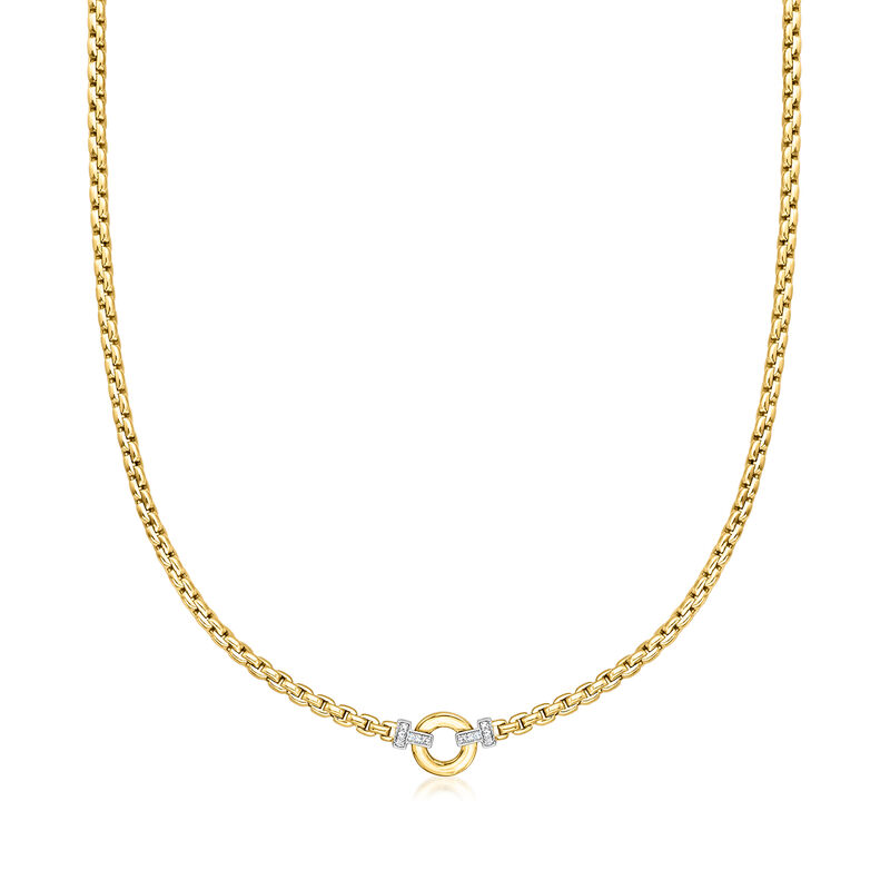 Phillip Gavriel &quot;Venetian Link&quot; .16 ct. t.w. Diamond Circle Necklace in 14kt Two-Tone Gold. 18&quot; image number 0
