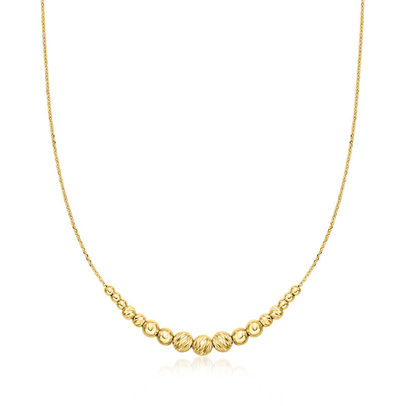 Italian 3-6mm 18kt Gold Over Sterling Bead Station Necklace image number 0