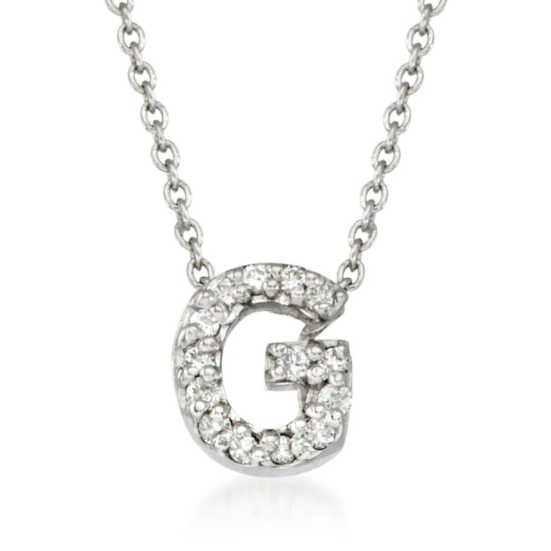 G - Roberto Coin "Love Letter" Diamond Initial Pendant Necklace in 18kt White Gold. 16"   image number 0