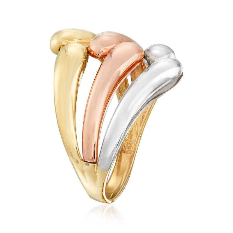 14kt Tri-Colored Gold Openwork Ring image number 2