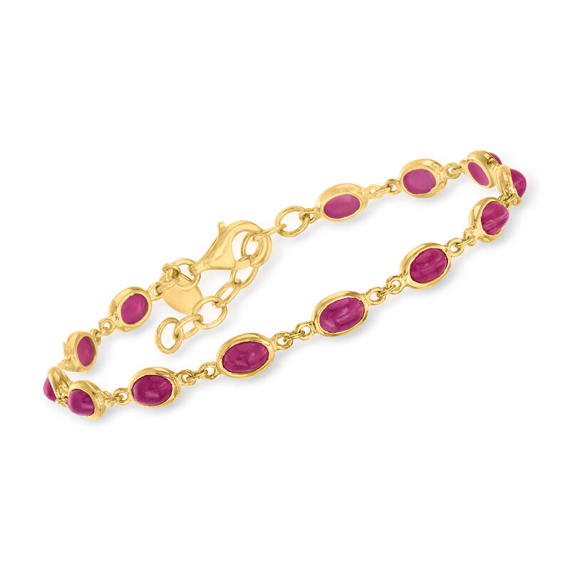 9.00 ct. t.w. Ruby Station Bracelet in 18kt Gold Over Sterling. 7&quot; image number 0