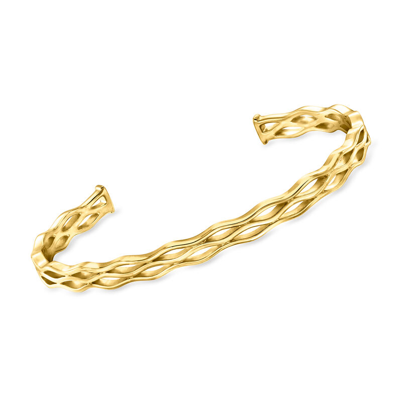 18kt Gold Vermeil Wavy Cuff Bracelet. 7&quot; image number 0