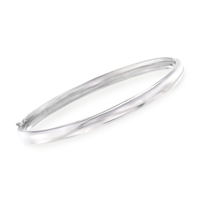 5mm 14kt White Gold Bangle Bracelet. 8&quot; image number 0