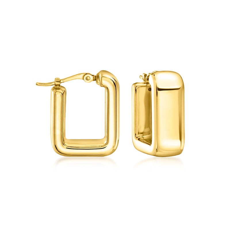 14kt Yellow Gold Square Hoop Earrings. 5/8" image number 0