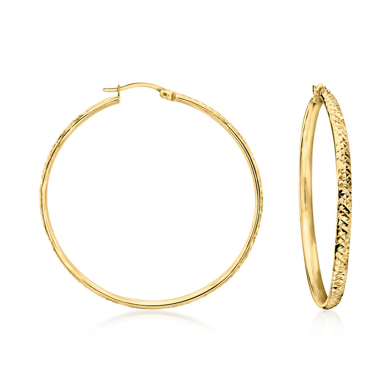 18kt Gold Over Sterling Large Hoop Earrings. 2&quot; image number 0