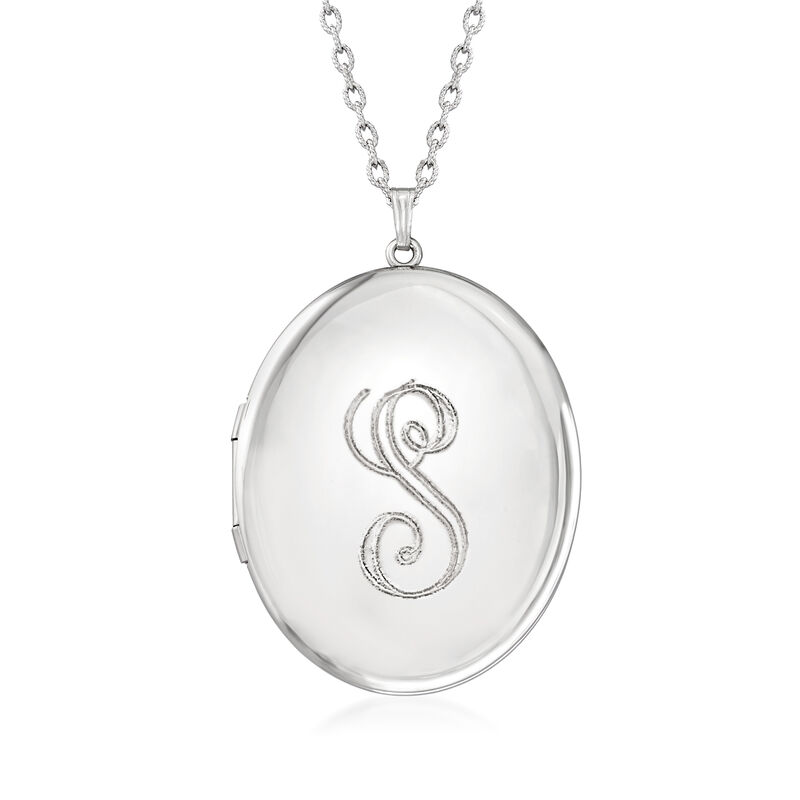 Personalized Photo Extra-Large Oval Locket Necklace in Sterling Silver. 30&quot; image number 3