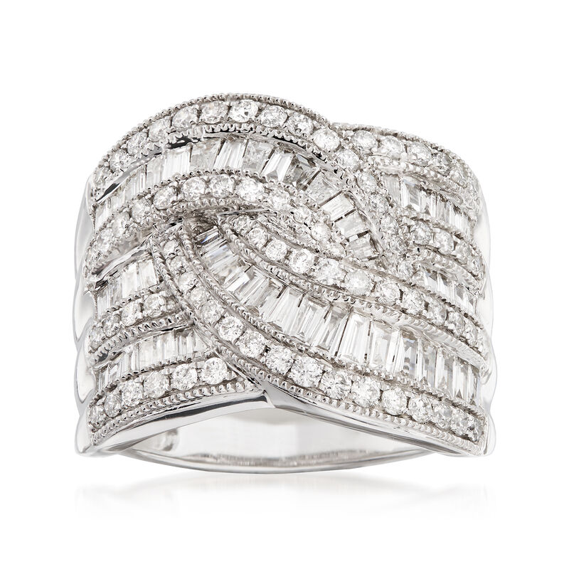 C. 1990 Vintage 2.30 ct. t.w. Diamond Swirl Ring in 14kt White Gold. Size 7 image number 0