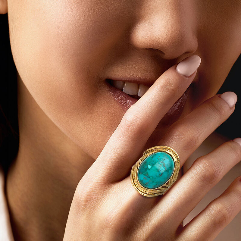 Turquoise Ring in 18kt Gold Over Sterling image number 1