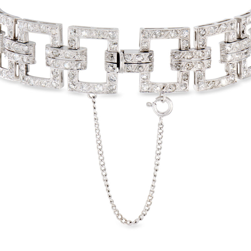 C. 1990 Vintage 6.75 ct. t.w. Diamond Geometric-Link Bracelet in Platinum. 7&quot; image number 2